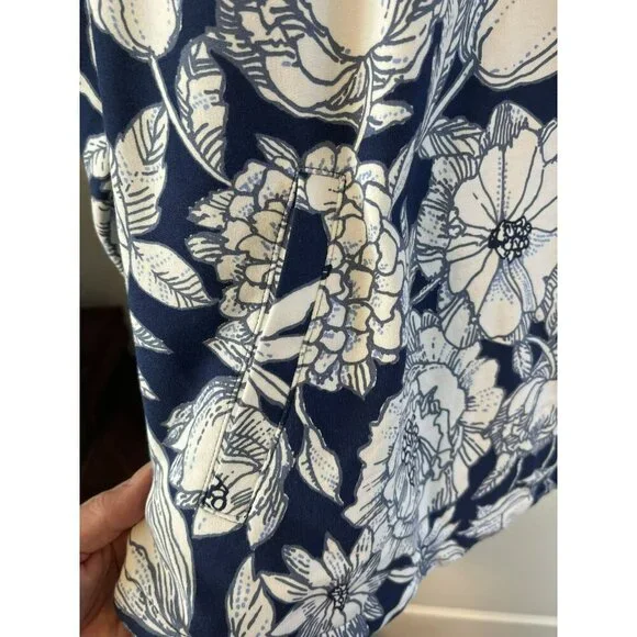 NWT Talbots Pull over Lightweight Jacket/ Top Navy White Floral LP Snap collar - Picture 6 of 7
